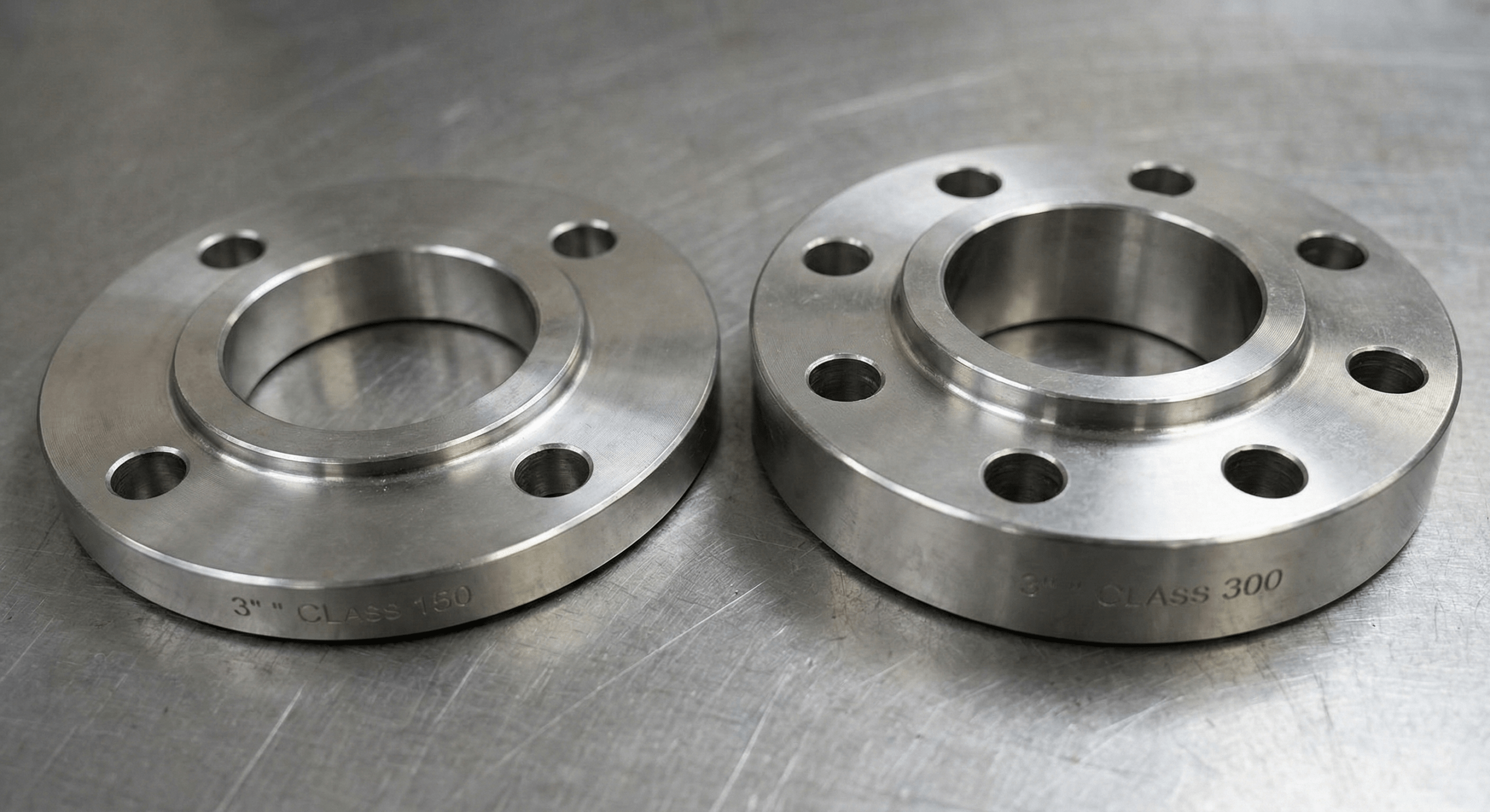 A close-up of a 3 inch ANSI flange