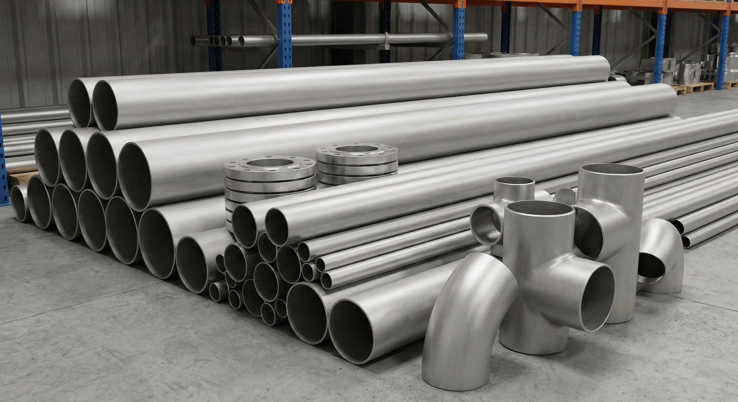 A collection of 304 stainless steel pipes and fittings