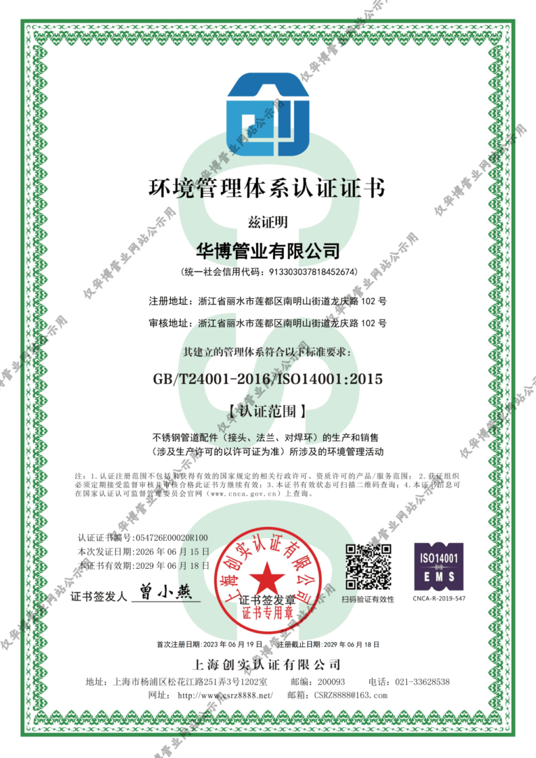 Certificate of Environmental Management System (GB/T 24001-2016 / ISO 14001:2015)