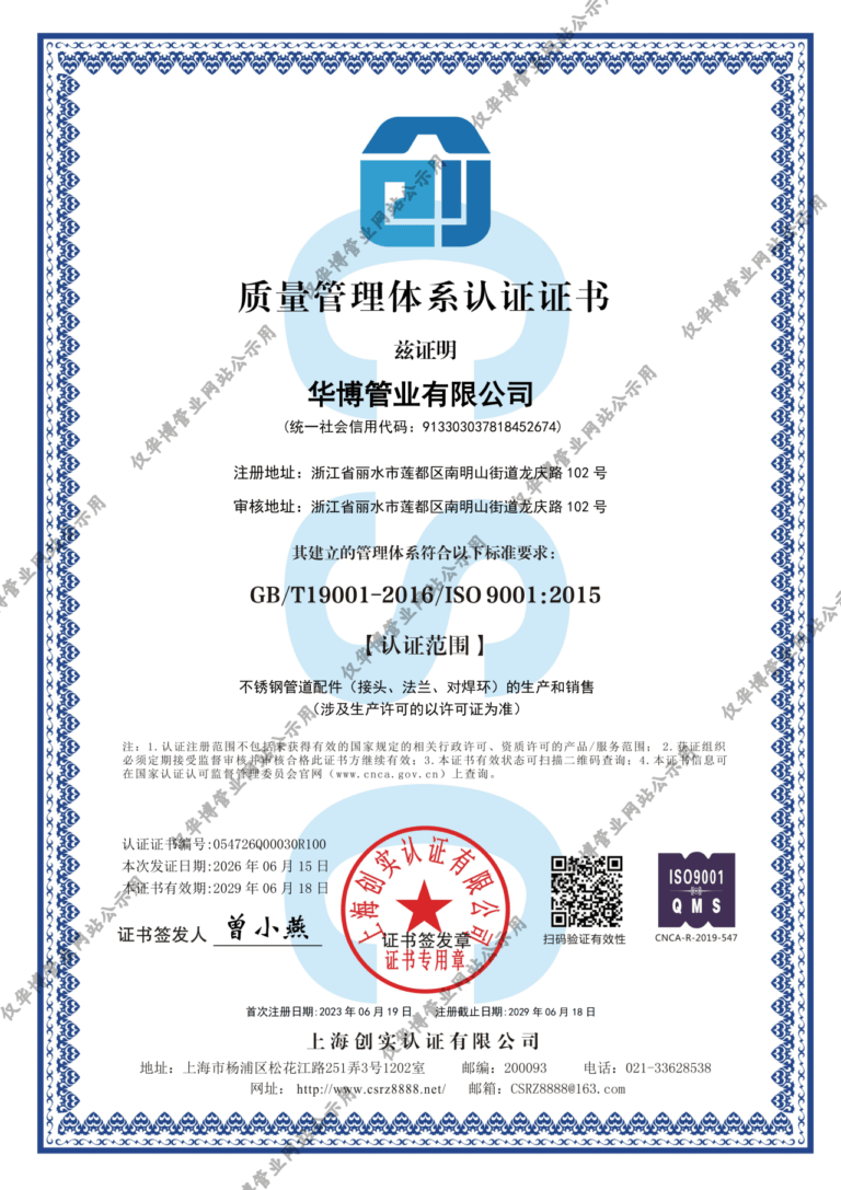 Certificate of Quality Management System (GB/T 19001-2016 / ISO 9001:2015)