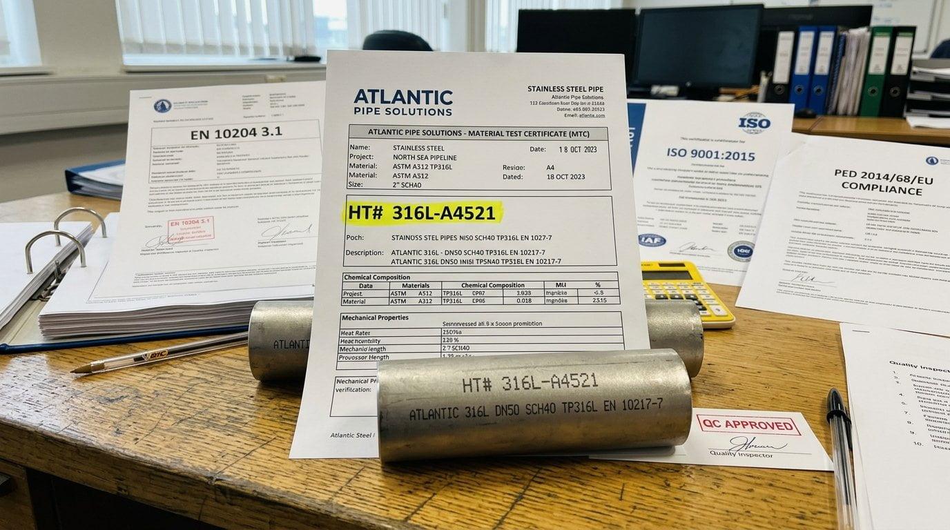 Chart of key ASTM standards for carbon and stainless steel pipes