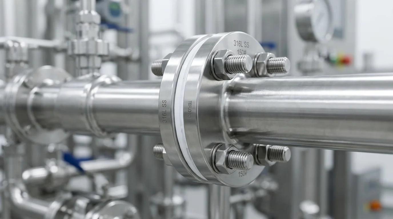 A dielectric union separating two different pipe materials